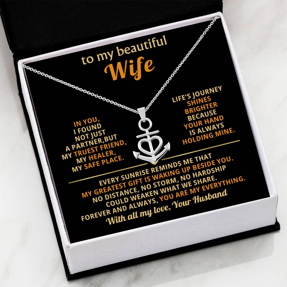 Wife Birthday Gift from Husband - Romantic Jewelry for Valentine’s Day & Anniversaries - Anchor Pendant Necklace