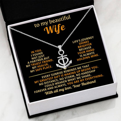 Wife Birthday Gift from Husband - Romantic Jewelry for Valentine’s Day & Anniversaries - Anchor Pendant Necklace