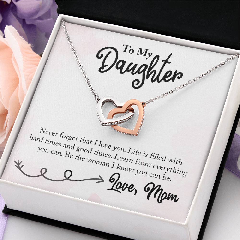 To My Daughter Necklace – Gift for Daughter from Mom – Interlocking Hearts Necklace