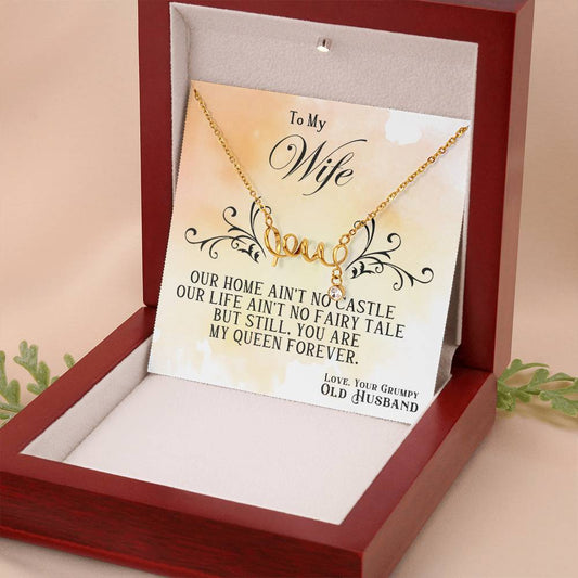 To My Beautiful Wife Necklace - Romantic Gift For Wives - Perfect For Anniversaries, Birthdays Or Special Occasions - Gifts For Her - Scripted Love Necklace