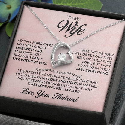 To My Wife Necklace - Sweet Emotional Gift for Wife from Husband on Birthday, Anniversary & Valentine’s Day - Forever Love Necklace
