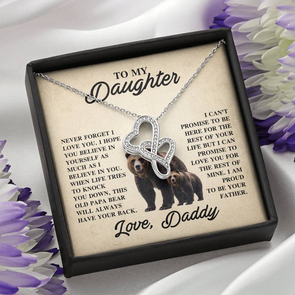 To My Daughter Necklace - Sentimental Jewelry Gift from Dad for Graduation & Life Achievements - Heart-to-heart Pendant Necklace
