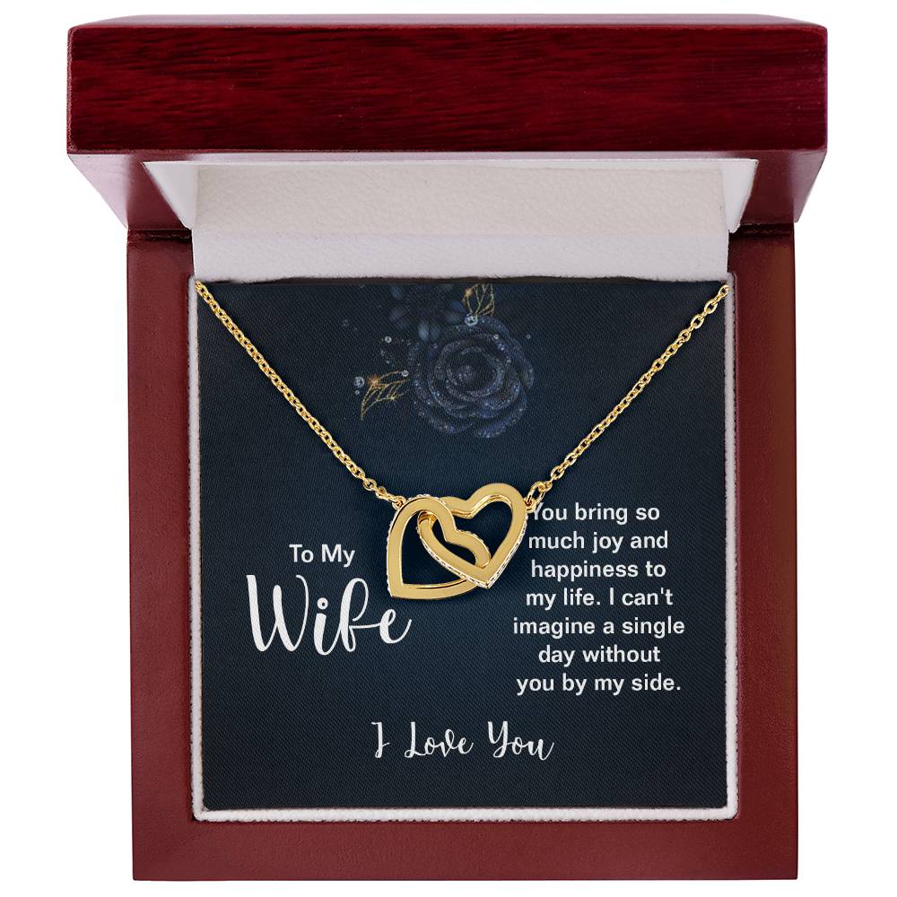To My Wife Necklace - Sweet Emotional Gift for Wife from Husband on Birthday, Anniversary & Valentine’s Day - Interlocking Hearts Necklace