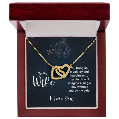 To My Wife Necklace - Sweet Emotional Gift for Wife from Husband on Birthday, Anniversary & Valentine’s Day - Interlocking Hearts Necklace