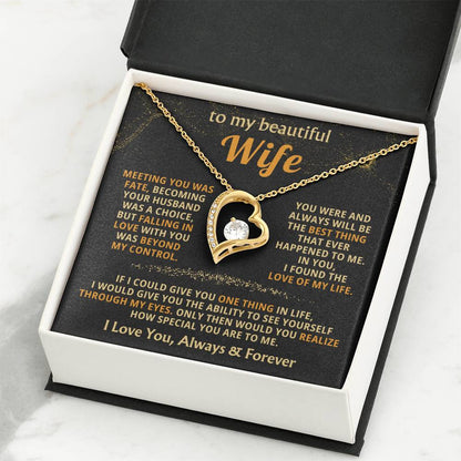To My Beautiful Wife Necklace - Best Loving Jewelry Gift for Valentine’s Day, Anniversaries & Romantic Surprises - Forever Love Necklace