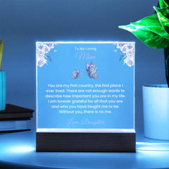 Glowing Acrylic Keepsake For Mom, Sentimental Gift From Son, Mother’s Day Gift, Unique Birthday Lamp For Mom, To My Loving Mom