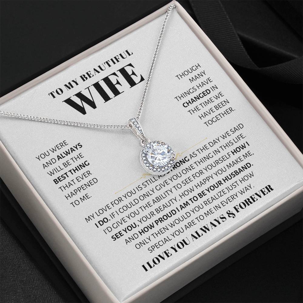 To My Beautiful Wife Necklace - Sweetest Gift for Wife from Husband for Valentine’s Day, Anniversary & Birthday Joy - Eternal Hope Necklace