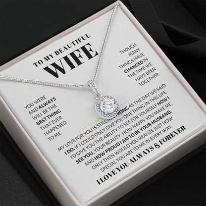 To My Beautiful Wife Necklace - Sweetest Gift for Wife from Husband for Valentine’s Day, Anniversary & Birthday Joy - Eternal Hope Necklace