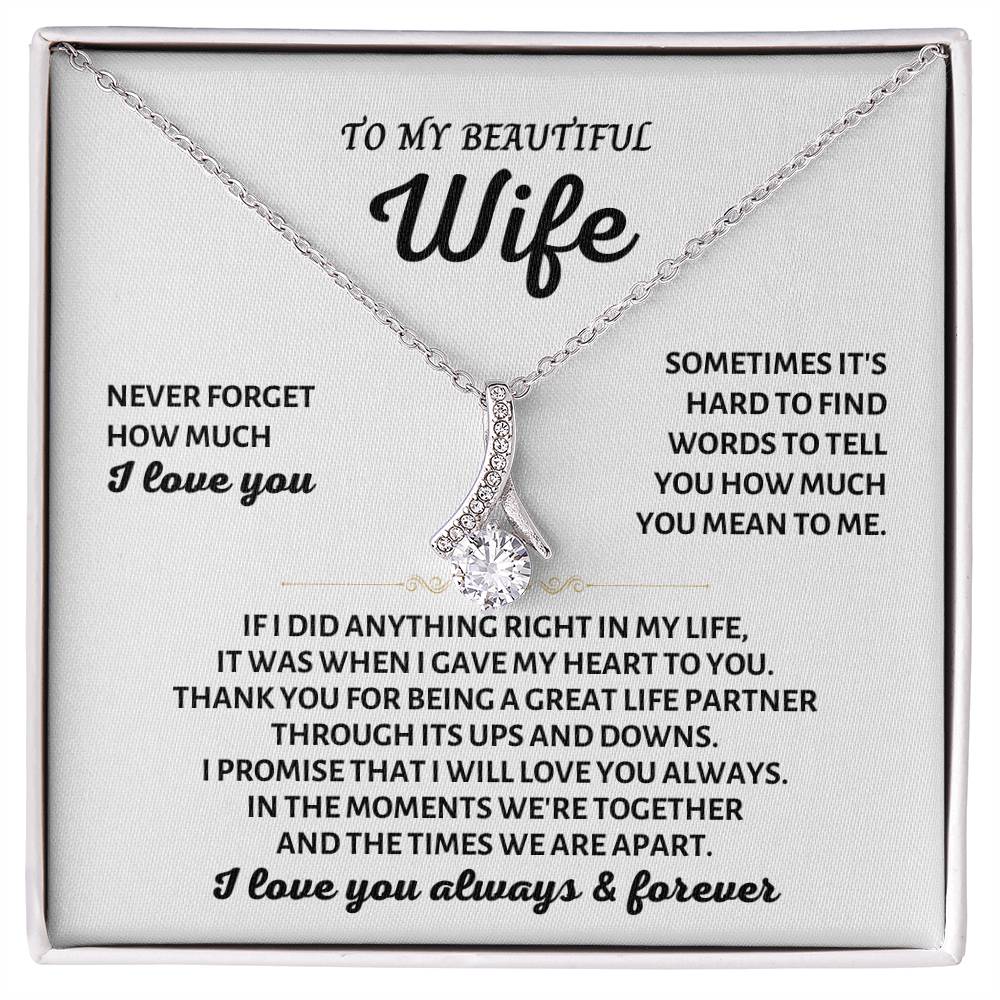 To My Beautiful Wife Necklace - Romantic Keepsake Jewelry Gift from Husband for Special Days & Valentine’s Love - Alluring Beauty Necklace