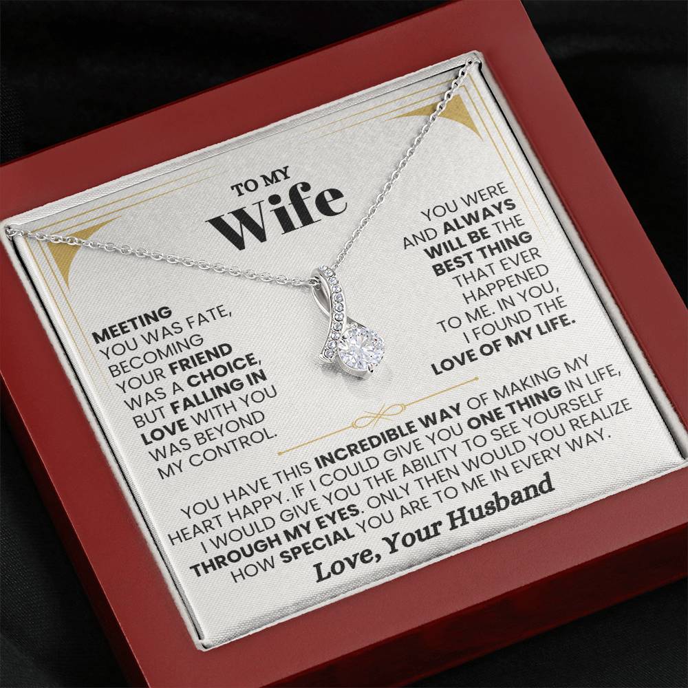 To My Wife Necklace - Sentimental Birthday Gift from Husband, Romantic Jewelry for Valentine’s Day & Holidays - Alluring Beauty Necklace