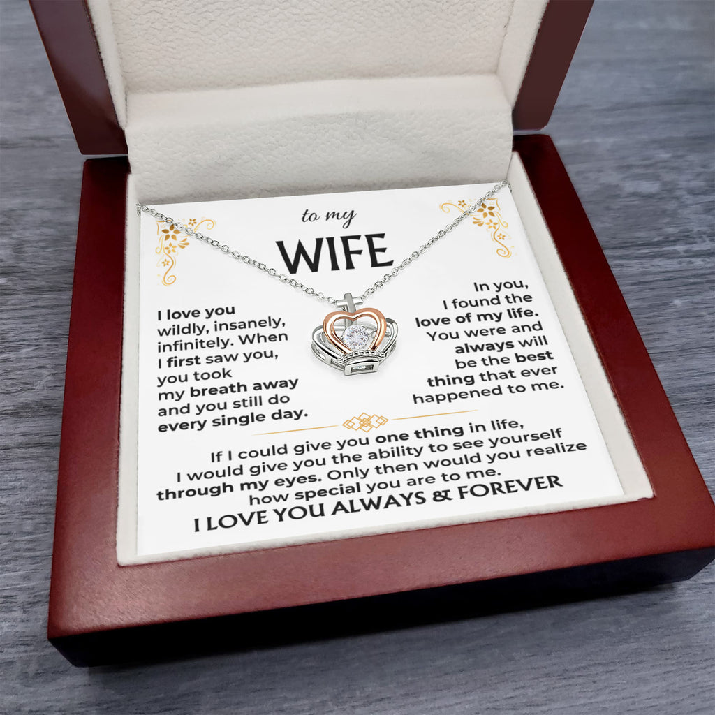 Heartfelt Gift for Wife from Husband - Romantic Jewelry for Special Occasions & Valentine’s Day - Crown Pendant Necklace