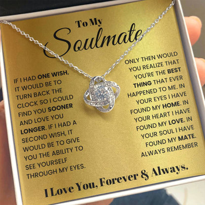 To My Soulmate Necklace - Best Soulmate Gift for Valentine’s Day & Everyday Romance - Love Knot Necklace