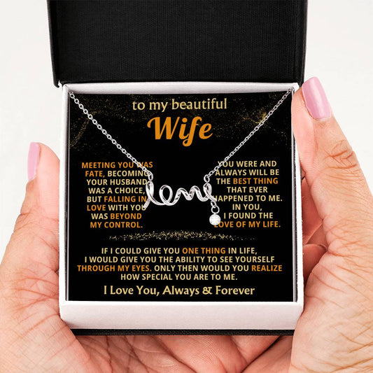 To My Wife Necklace - Perfect Gift from Husband for Birthday, Christmas & Valentine’s Day - Scripted Love Necklace