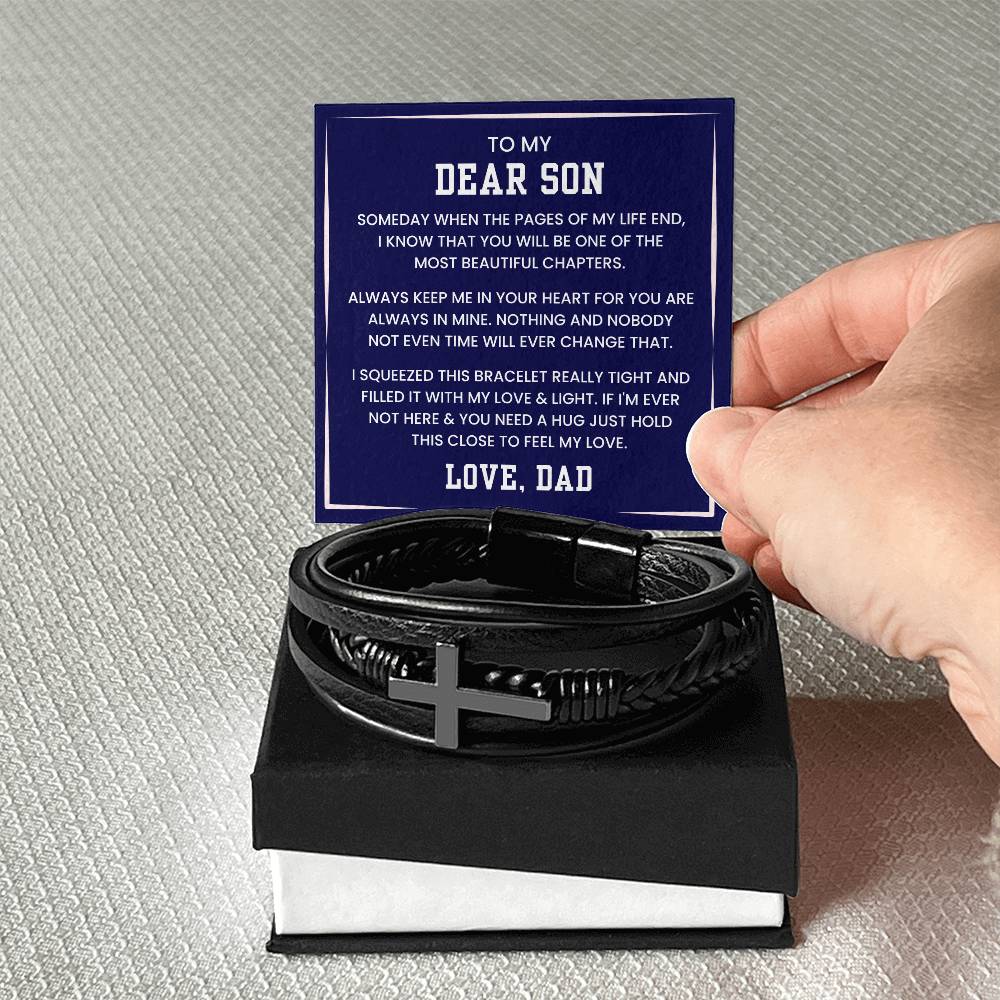 To My Son Bracelet – Birthday, Graduation, Christmas Gift from Dad – Men’s Cross Bracelet