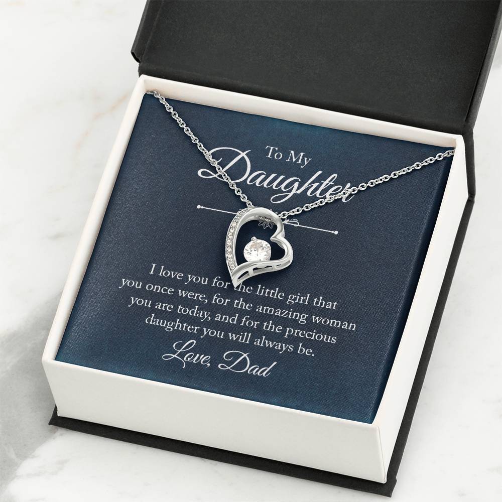 To My Daughter Necklace – Daughter Gift for Birthday Graduation Achievements – Forever Love Necklace