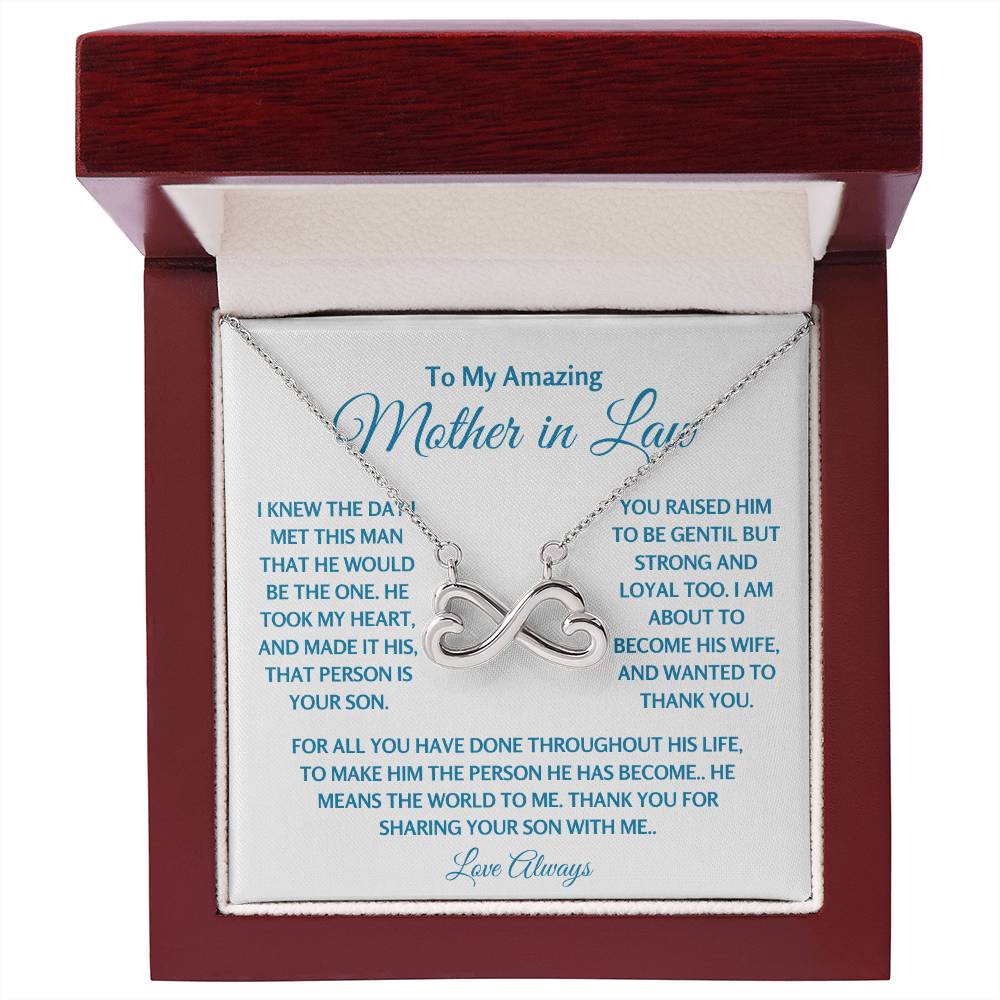 To My Amazing Mother In Law - Gift for MIL - Thank you for sharing your son with me - Endless Love Necklace