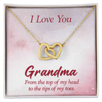 I Love You Grandma Gift from Grandkids - Interlocking Hearts Necklace