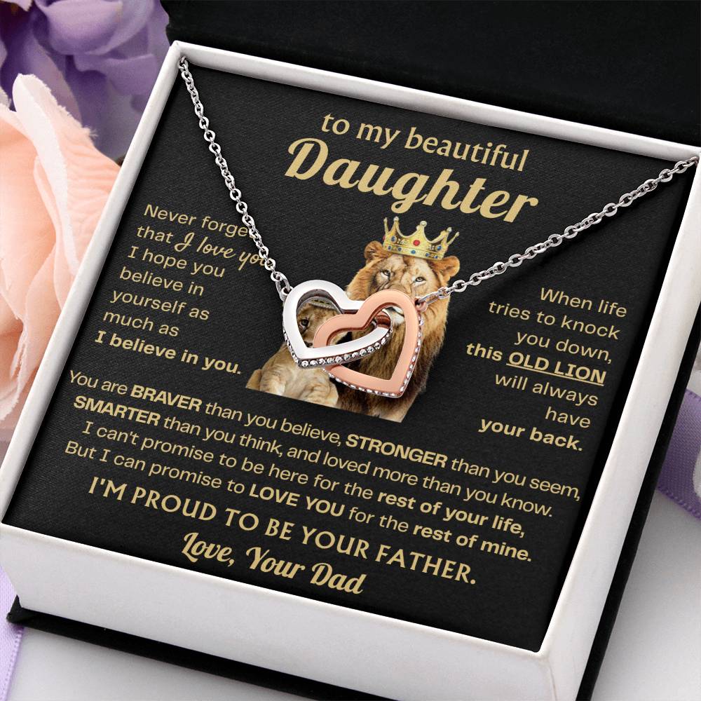 To My Daughter Necklace - Sentimental Surprise Gift from Dad - Interlocking Hearts Necklace