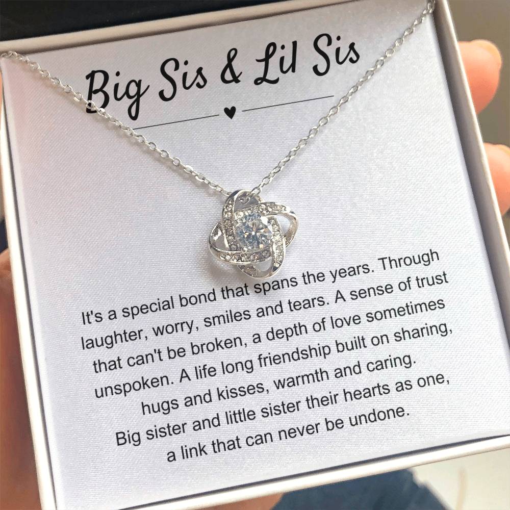Big Sis & Lil Sis Gift - It's a special bond that spans the years - Gift for Sisters - Love Knot Necklace