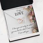 To My Love Necklace - Sweetest Gift for Wife from Husband for Valentine’s Day, Anniversary & Birthday Joy - Interlocking Hearts Necklace