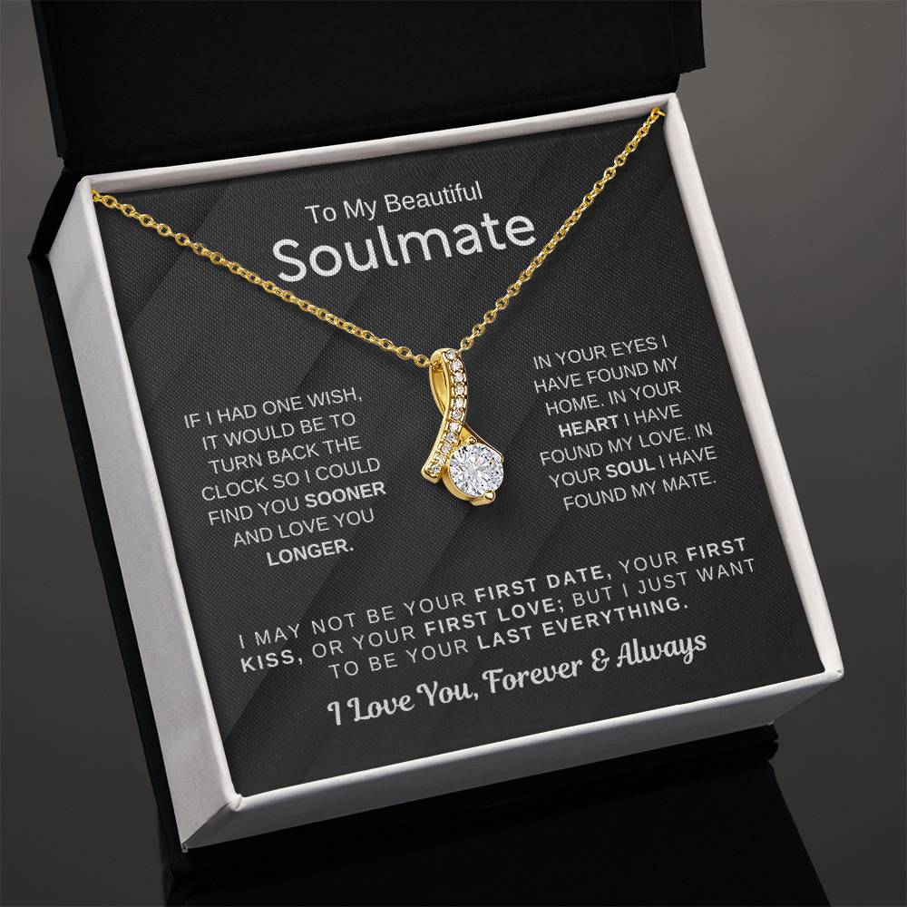 To My Beautiful Soulmate Necklace - Soulmate Jewelry Gift for Her for Birthday & Valentine’s Day - Alluring Beauty Necklace