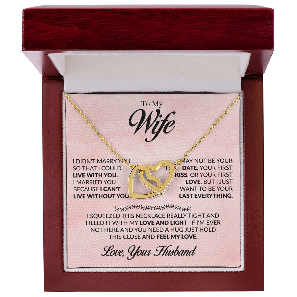 To My Wife Necklace - Emotional Husband-to-Wife Gift for Anniversary, Birthday & Valentine’s Day - Interlocking Hearts Necklace