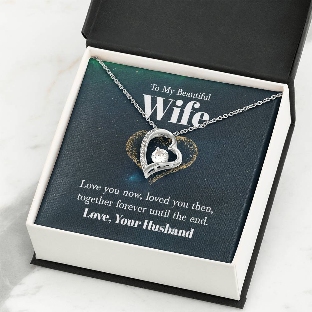 To My Beautiful Wife Necklace - Sweetest Gift for Wife from Husband for Valentine’s Day, Anniversary & Birthday Joy - Forever Love Necklace