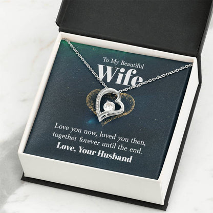 To My Beautiful Wife Necklace - Sweetest Gift for Wife from Husband for Valentine’s Day, Anniversary & Birthday Joy - Forever Love Necklace