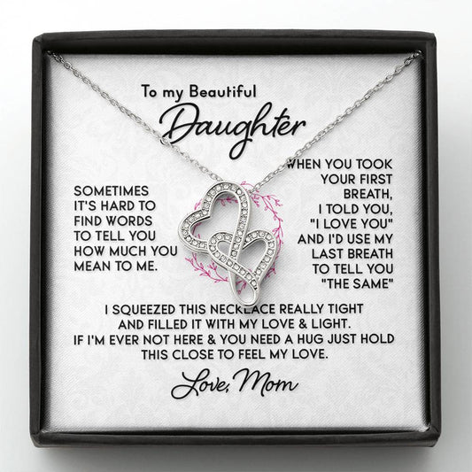 To My Daughter Necklace - Best Gift for Daughter’s Birthday from Mom - Heart-to-heart Pendant Necklace