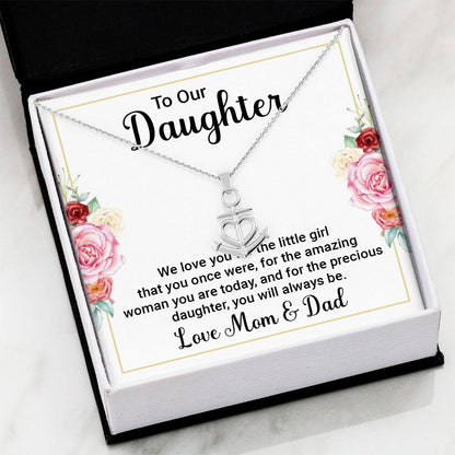 To Our Daughter Necklace – Daughter Graduation & Birthday Present from Mom and Dad – Anchor Pendant Necklace