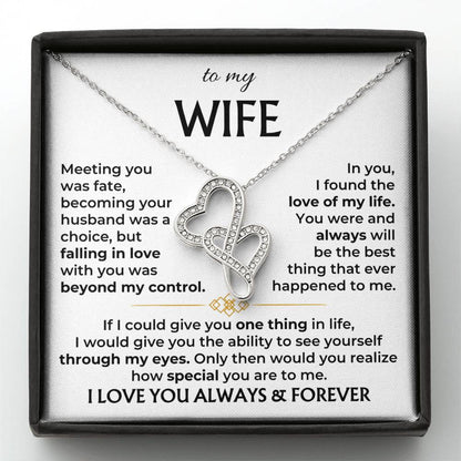 To My Wife Necklace - Romantic Everyday Jewelry Gift from Husband for Birthday, Valentine’s Day & Just Because - Heart-to-heart Pendant Necklace