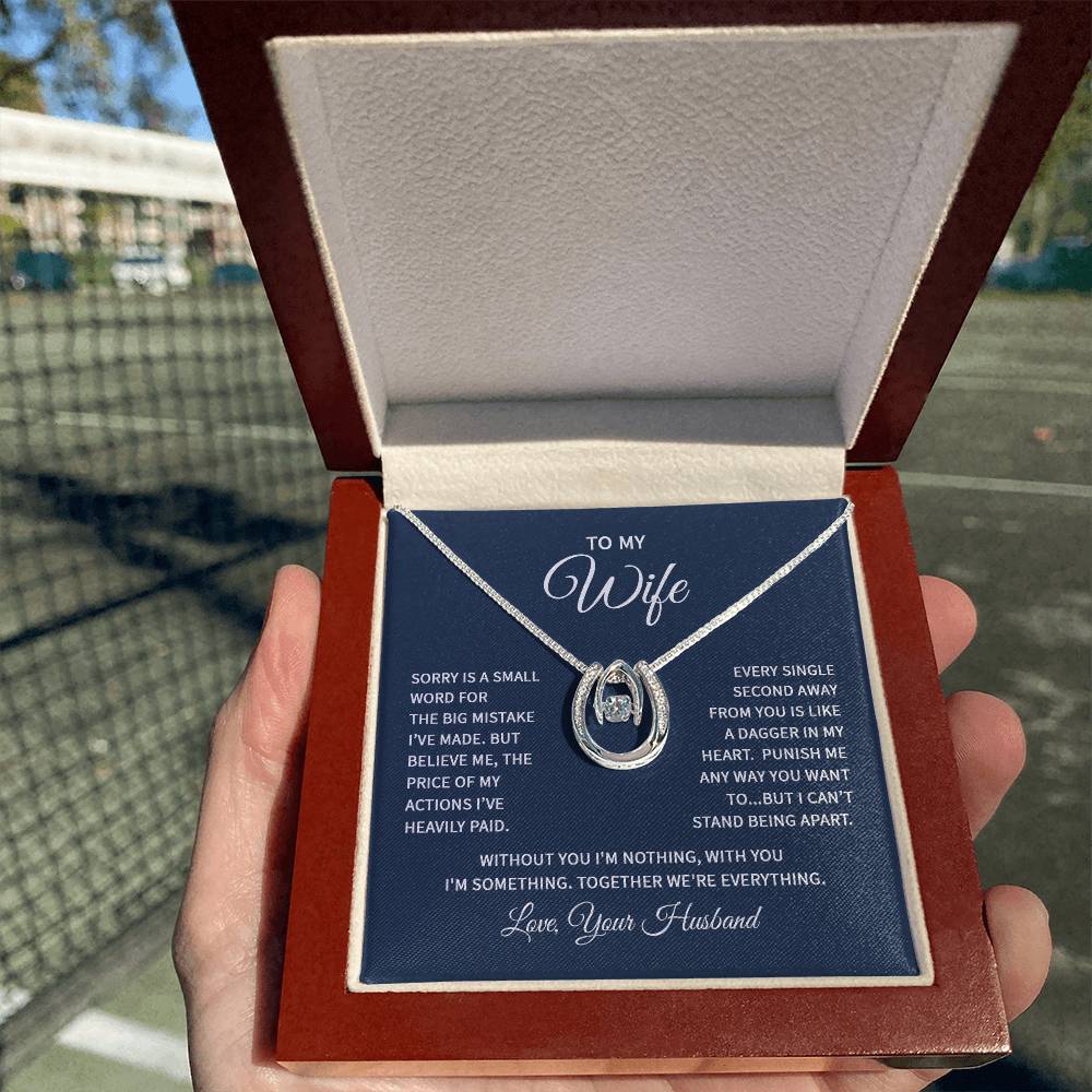 To My Wife Necklace - Special Love Jewelry for Wife from Husband for Birthday, Anniversary & Valentine’s Day - Lucky In Love Necklace