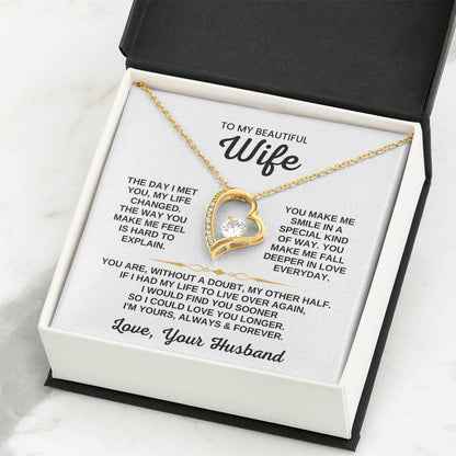 To My Beautiful Wife Necklace - Romantic Husband to Wife Jewelry for Birthday, Valentine’s Day & Special Celebrations - Forever Love Necklace