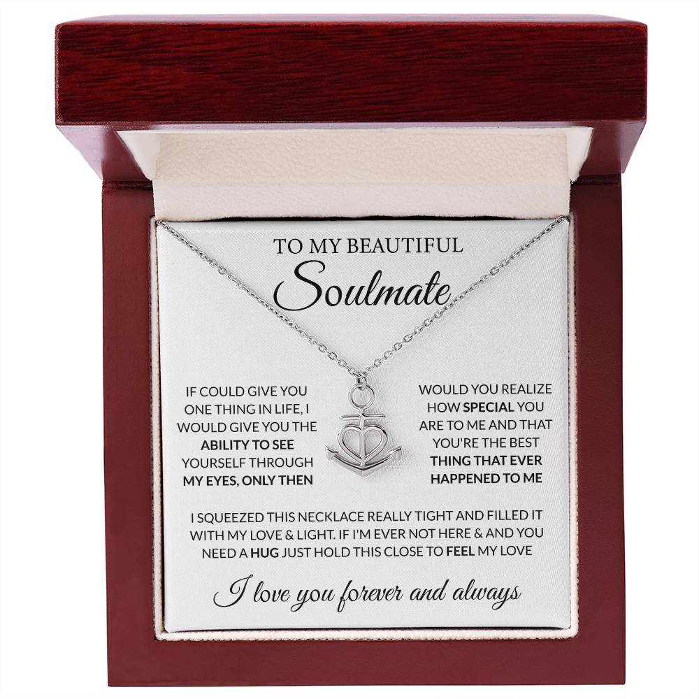 To My Beautiful Soulmate Necklace - Romantic Gift for Her for Christmas & Love Celebrations - Anchor Pendant Necklace