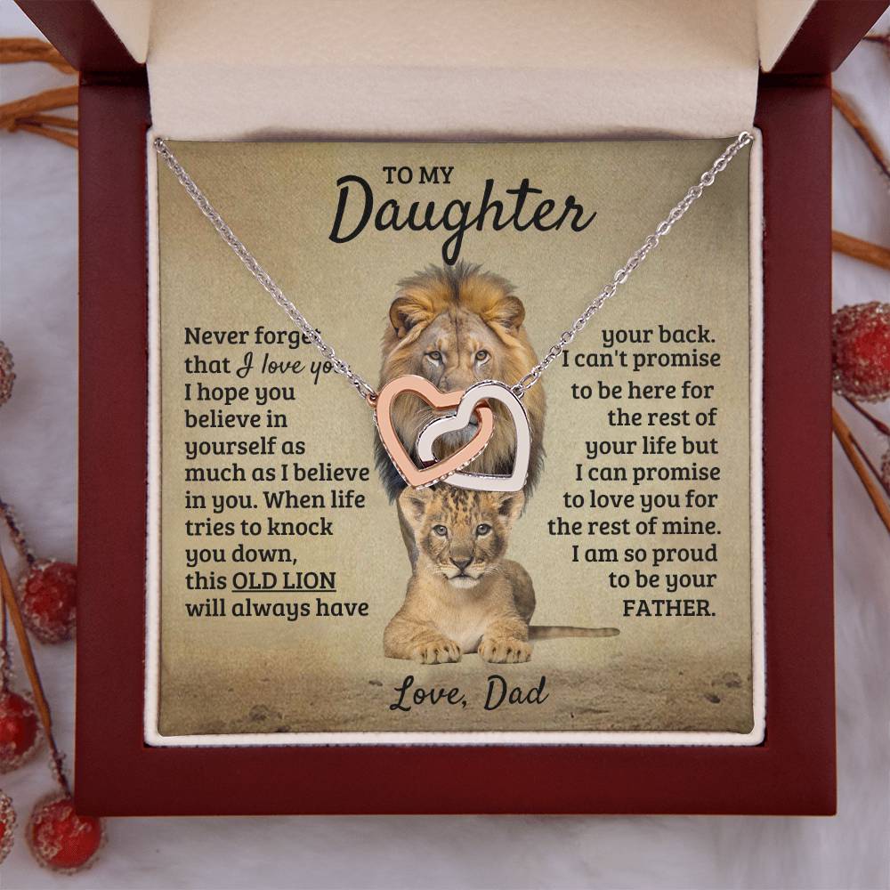 To My Daughter Necklace - I am so proud to be your father - Daughter Gift from Dad - Interlocking Hearts Necklace
