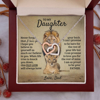 To My Daughter Necklace - I am so proud to be your father - Daughter Gift from Dad - Interlocking Hearts Necklace
