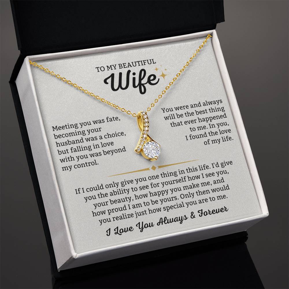 To My Beautiful Wife Necklace - Emotional Jewelry for Wife from Husband to Celebrate Love on Valentine’s Day & Beyond - Alluring Beauty Necklace