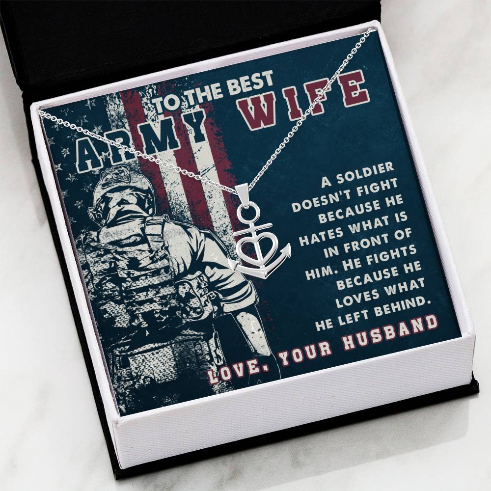To My Army Wife Necklace Gift from Husband, Perfect for Birthday & Valentine’s Day Surprises - Anchor Pendant Necklace