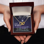 To My Beautiful Wife Necklace - Emotional Jewelry Gift for Wife from Husband to Celebrate Love Every Day - Interlocking Hearts Necklace