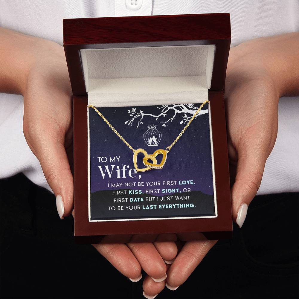 To My Beautiful Wife Necklace - Emotional Jewelry Gift for Wife from Husband to Celebrate Love Every Day - Interlocking Hearts Necklace