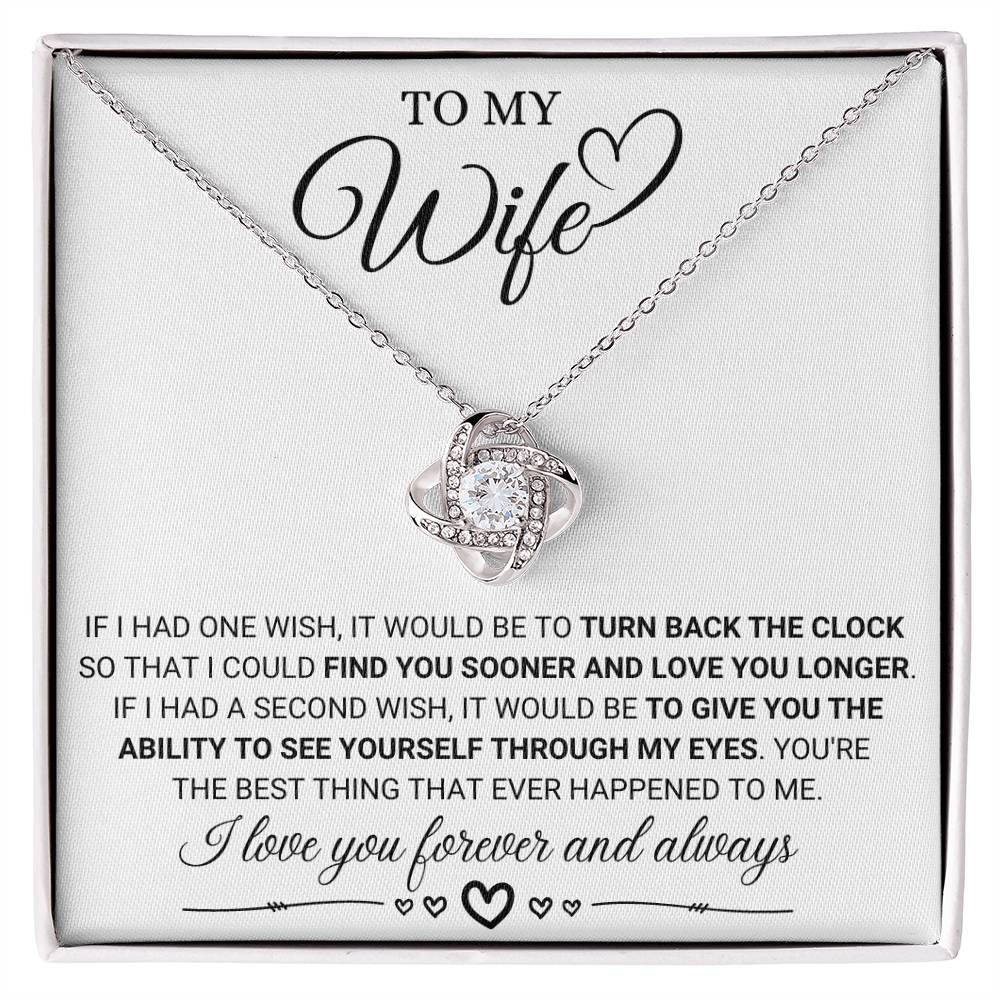 To My Wife Necklace - Sweet Emotional Gift for Wife from Husband on Birthday, Anniversary & Valentine’s Day - Love Knot Necklace