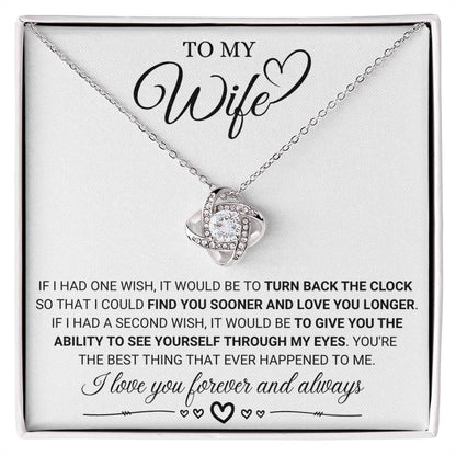 To My Wife Necklace - Sweet Emotional Gift for Wife from Husband on Birthday, Anniversary & Valentine’s Day - Love Knot Necklace