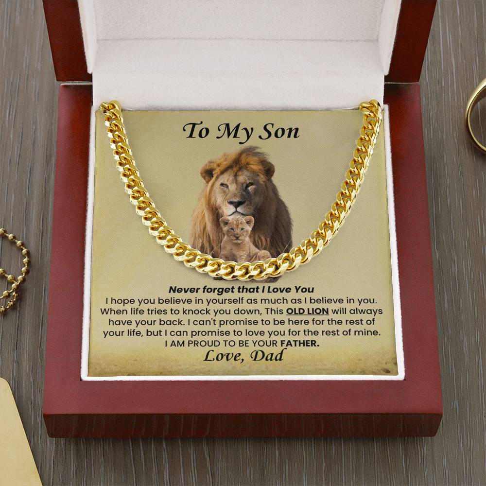 To My Son Necklace from Dad - I believe in you - Cuban Link Chain