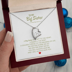Sentimental Sister Necklace, Heart Pendant Jewelry, Big Sis & Lil Sis Keepsake, Thoughtful Gift For Sisters, Forever Bond Jewelry