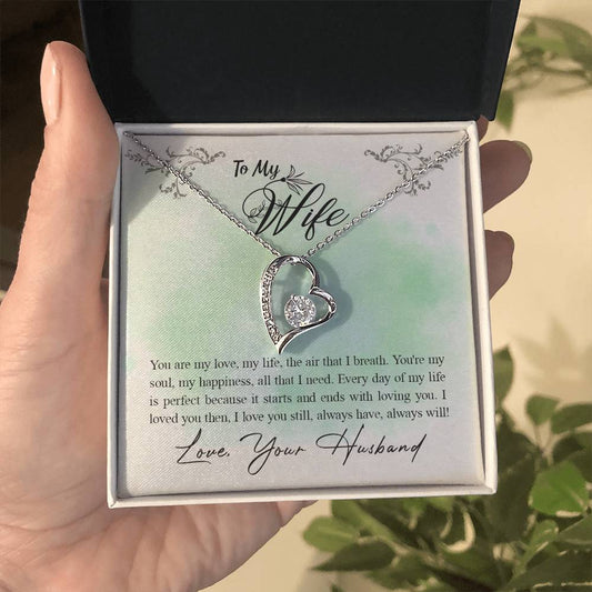 To My Wife Necklace - Romantic Keepsake Jewelry Gift from Husband for Special Days & Valentine’s Love - Forever Love Necklace