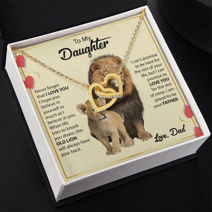 To My Daughter Necklace - Heartfelt Gift from Dad for Birthday, Graduation & Proud Dad Moments - Interlocking Hearts Necklace