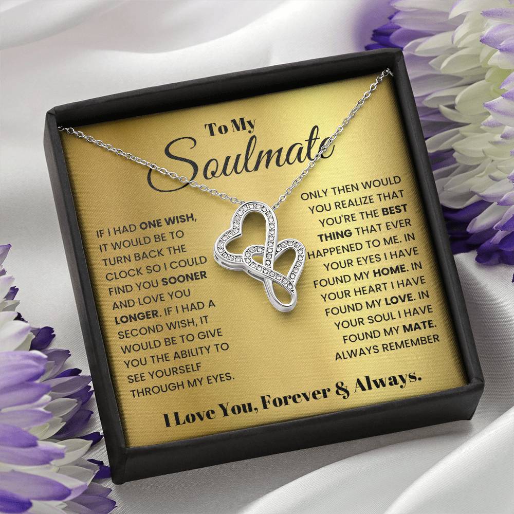 To My Soulmate Necklace - Romantic Gift for Special Occasions & Just Because Love - Heart-to-heart Pendant Necklace