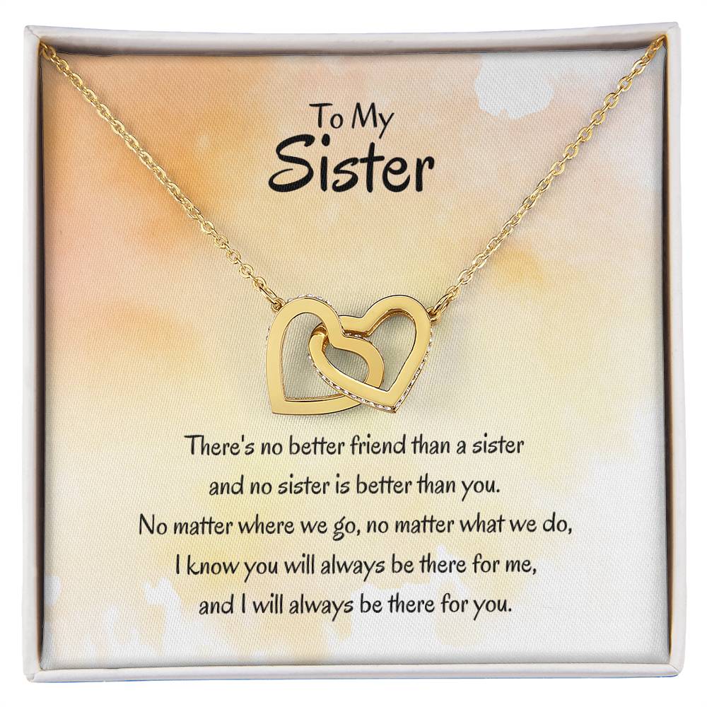 Gift for Sister - There's no better friend than a sister - Interlocking Hearts Necklace