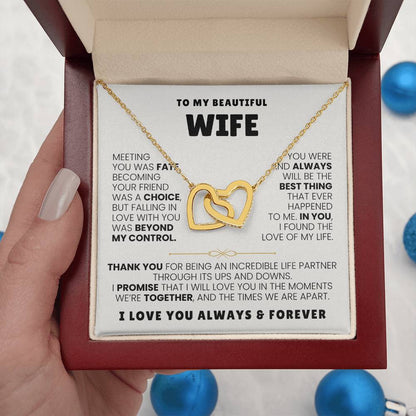 To My Wife Necklace - Holiday & Valentine’s Day Gift from Husband - Interlocking Hearts Necklace