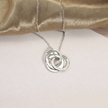 Interlocking Triple Circle Personalized Initials Necklace